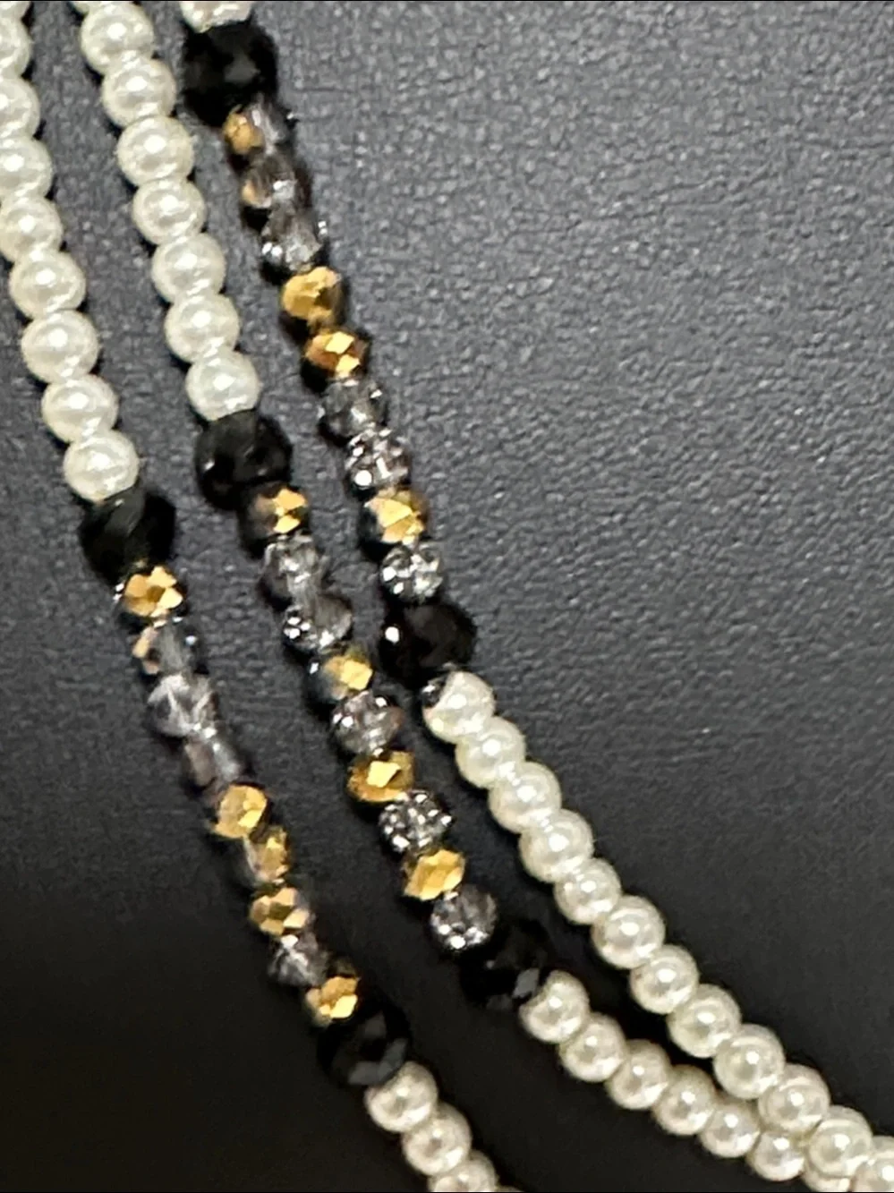 Dillards Faux Pearl & Crystal Continuous Strand Necklace